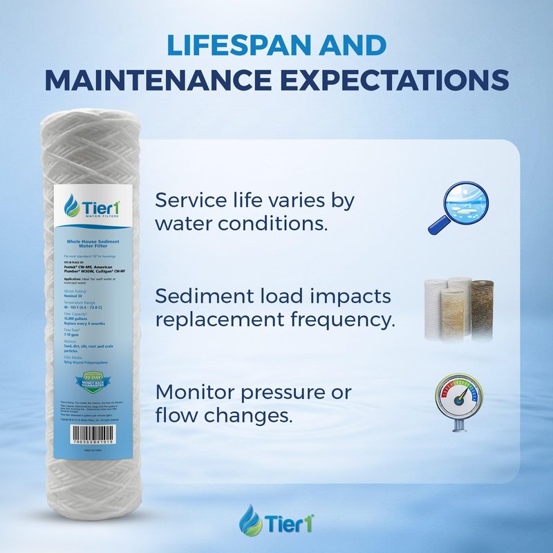 Tier1 20 Micron 10 x 2.5 Water Filter | String Wound Polypropylene Whole House Sediment Water Filter Cartridge | Replacement for Hyrdonix SWC-25-1020 | 2.5 x 10 Water Filter (6-Pack)
