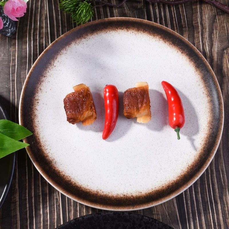 Cerficer 8 Inch Japanese Dinner Plates Set of 4 Ceramic Plates for Cake Salad Noodles Fried Vegetables