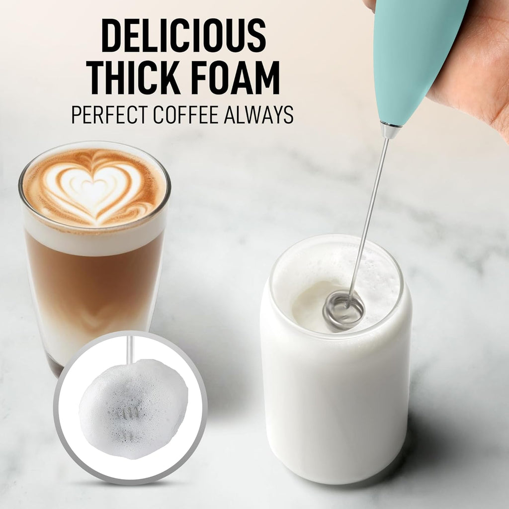 Zulay Kitchen Milk Frother - Powerful Handheld Whisk for Coffee, Lattes & More | Includes 4 Duracell Batteries