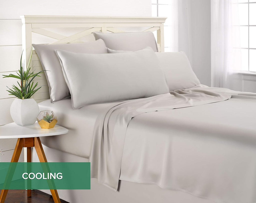 Pure Bamboo California King Sheets - 100% Organic Viscose Bed Sheet Set, Soft & Cooling, Silver Pearl