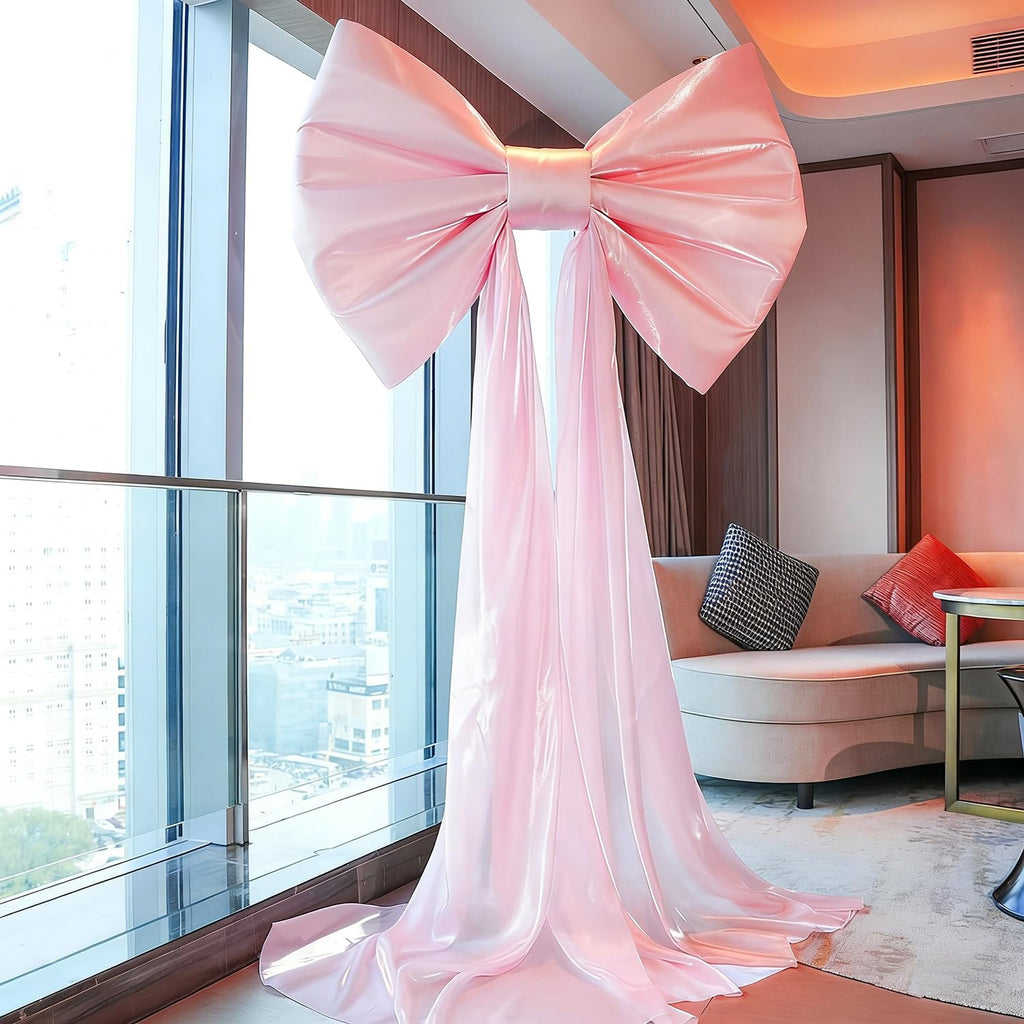 Skiennix Large Pink Bow Backdrop - 31'' x 60'' Birthday & Wedding Decorations | Perfect for Baby Showers & Events