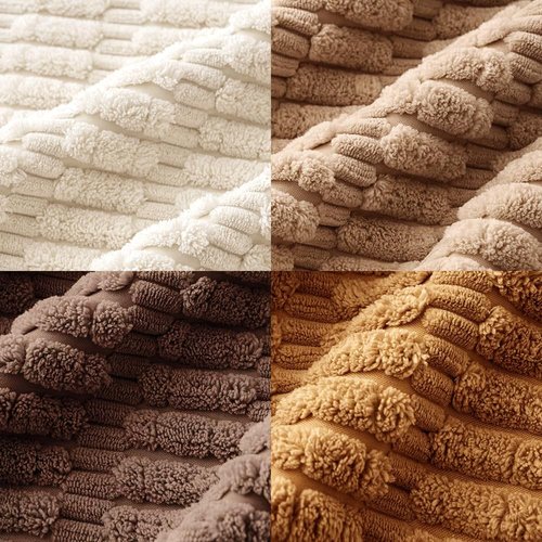 MIULEE Decorative Throw Pillow Covers - Pack of 4 Neutral Corduroy, 18x18 Inch, Soft Striped Design for Rustic Farmhouse Decor