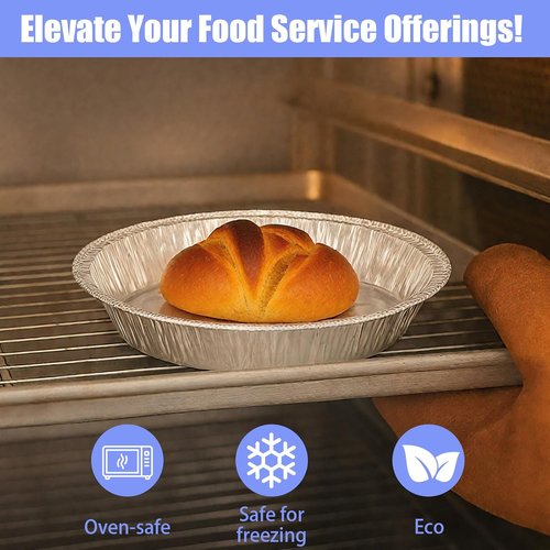60 Pcs Round Foil Pans by [Brand Name] - Oven & Freezer Safe Aluminum Takeout Containers