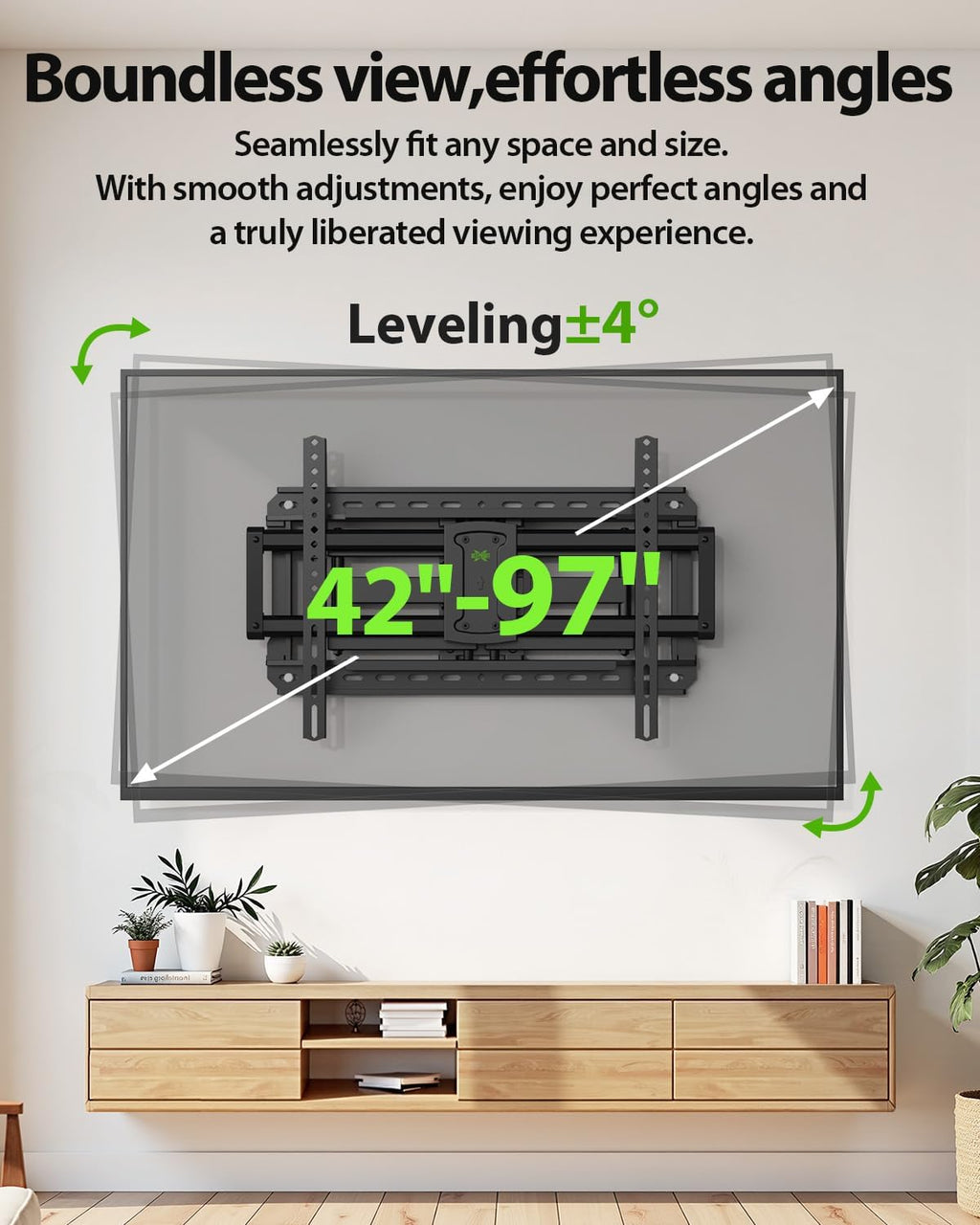 USX MOUNT Full Motion TV Wall Mount - Fits 42-97 Inch TVs Up to 150 lbs | Swivel & Tilt Design, Max VESA 600x400mm
