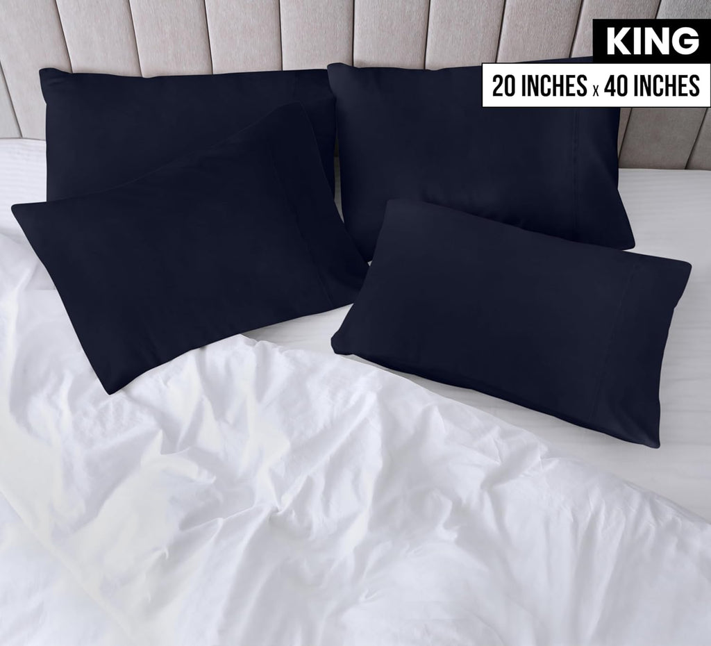 Utopia Bedding King Pillow Cases - Soft Brushed Microfiber - 4 Pack, Navy - 20 x 40 Inches