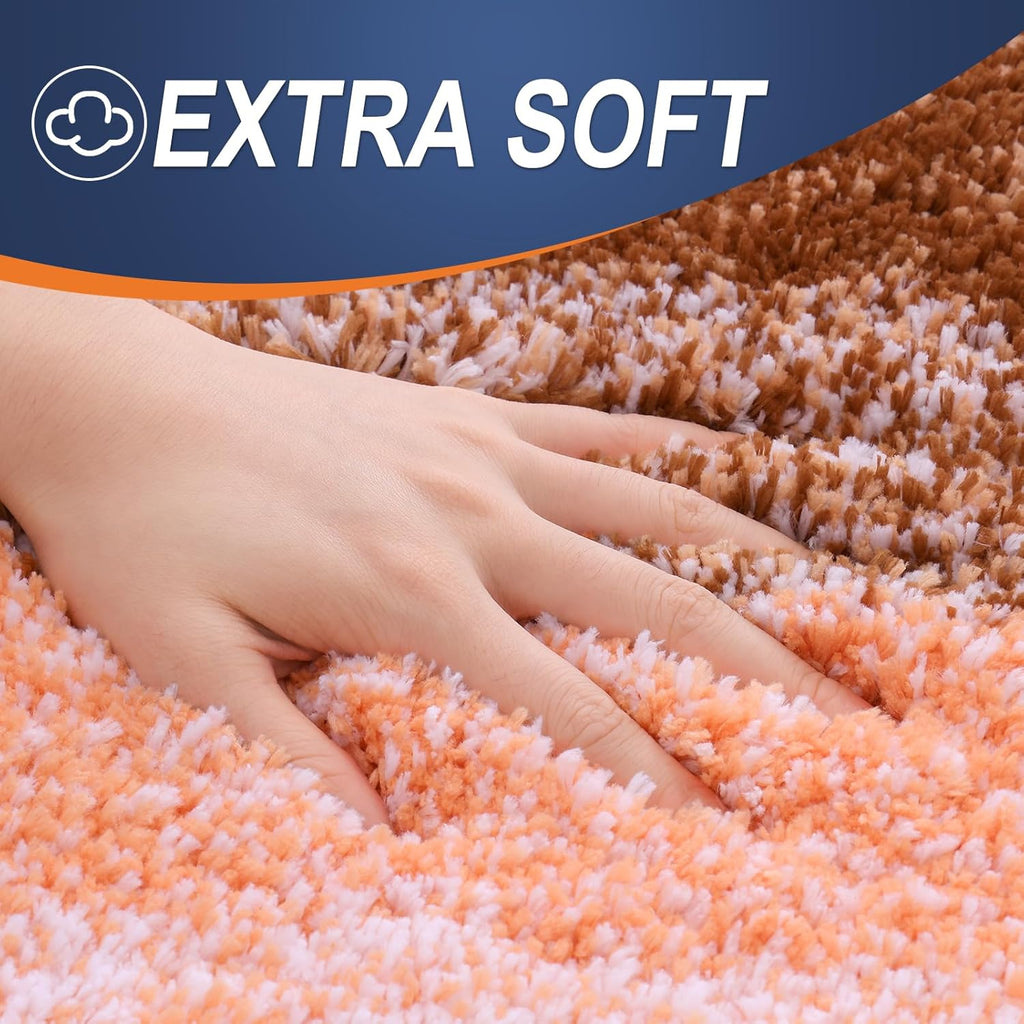 OLANLY Large Bathroom Rug Mat - Extra Soft Microfiber, Quick Dry, Machine Washable | 45x27 Inches, Orange