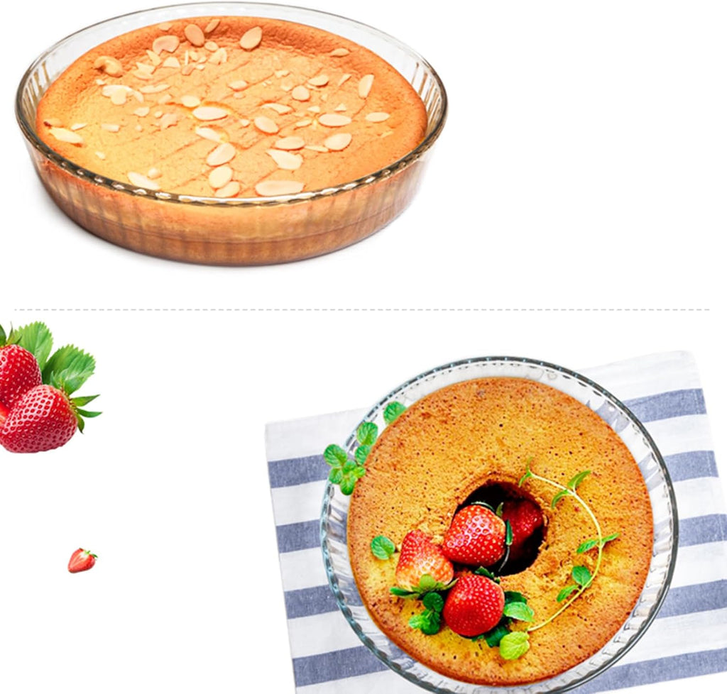 Skiennix 10-Inch Glass Deep Pie Dish - Durable Clear Baking Pan for Perfect Quiches & Pies