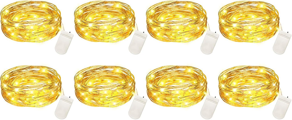 VOOKRY 30 LED Fairy Lights - 10 ft Battery Operated Mini Silver Wire for DIY Crafts & Weddings | Warm White