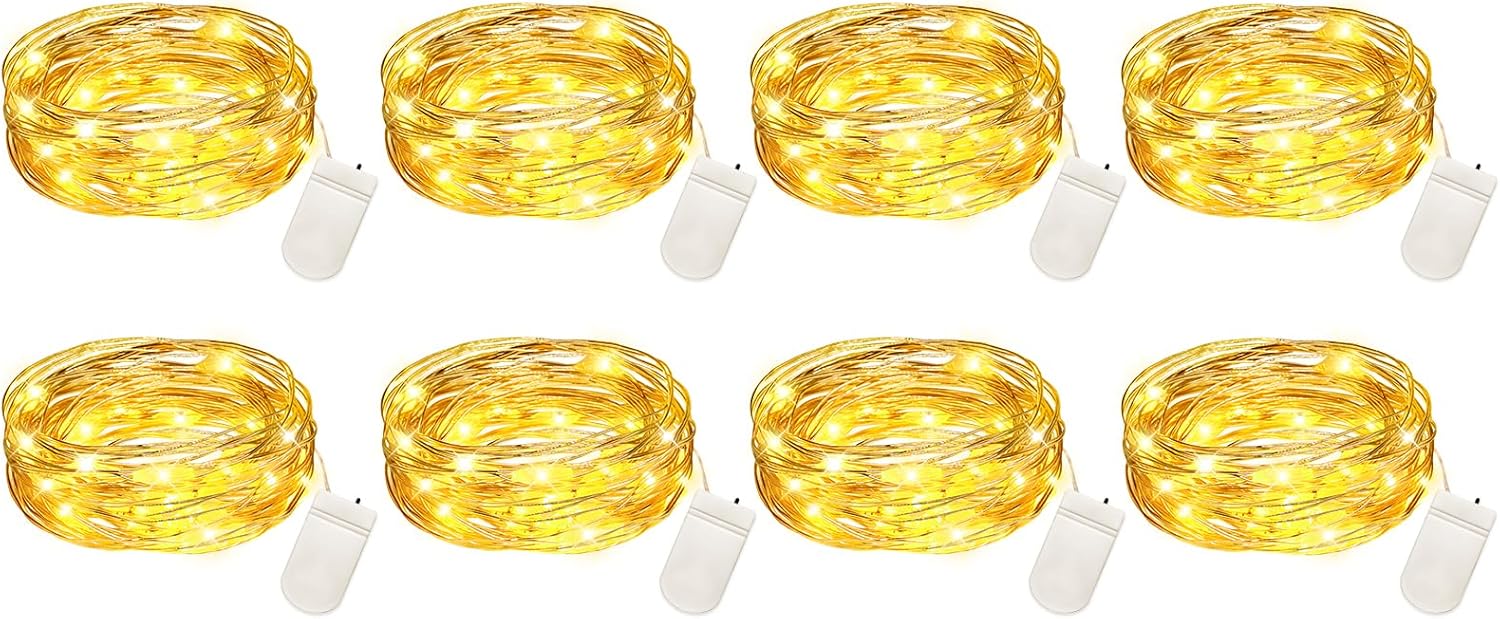 VOOKRY 30 LED Fairy Lights - 10 ft Battery Operated Mini Silver Wire for DIY Crafts & Weddings | Warm White