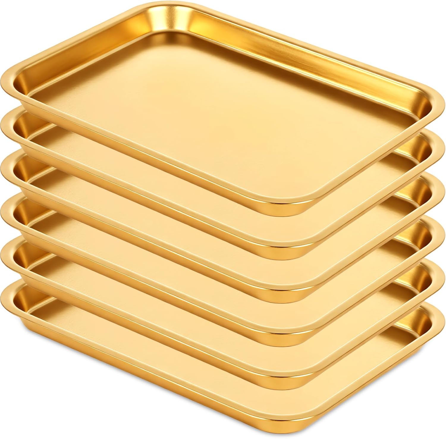 Skiennix Gold Baking Sheets - 6 Pcs Stainless Steel Cookie Trays | Rust-Free, Easy Clean, Dishwasher Safe