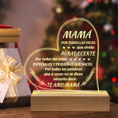Petalsun Regalos para Mama, Engraved Wooden Base Lamp, Regalo de Cumpleaños para Mamá Mujeres, Birthday Gifts for Mom from Daughter Son