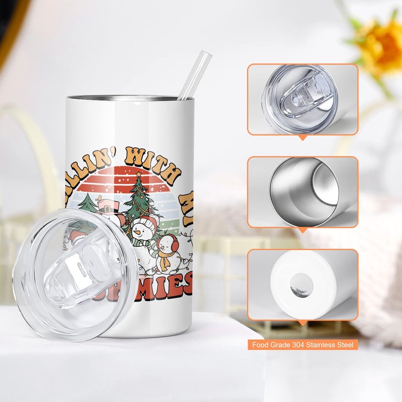 AGH 12 oz Sublimation Tumblers Blanks with Lids and Straws Stainless Steel Straight Skinny Tumblers for Kids Double Wall Vacuum Insulated Tumbler BPA-Free Great DIY Gift for Children 12 Pack