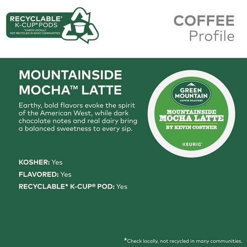 Green Mountain Coffee Roasters Mountainside Mocha Latte - Single Serve Keurig K-Cup Pods | 10-Count Box