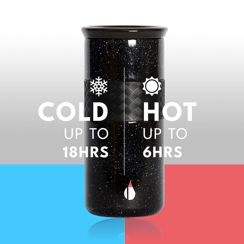 Elemental Artisan Insulated Tumbler, Triple Wall Coffee Travel Mug, Reusable Stainless Steel Coffee Tumbler with Ceramic Lid, Thermal Coffee Cups for Hot (6 Hrs) & Cold (18 Hrs), 16oz - Black Speckle