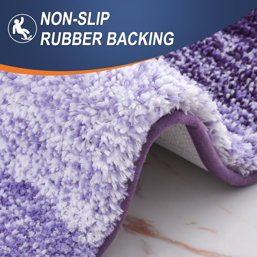 OLANLY Bathroom Runner Rug - Extra Soft Microfiber Mat 47x24 | Quick Dry, Washable, Rubber Backing, Violet