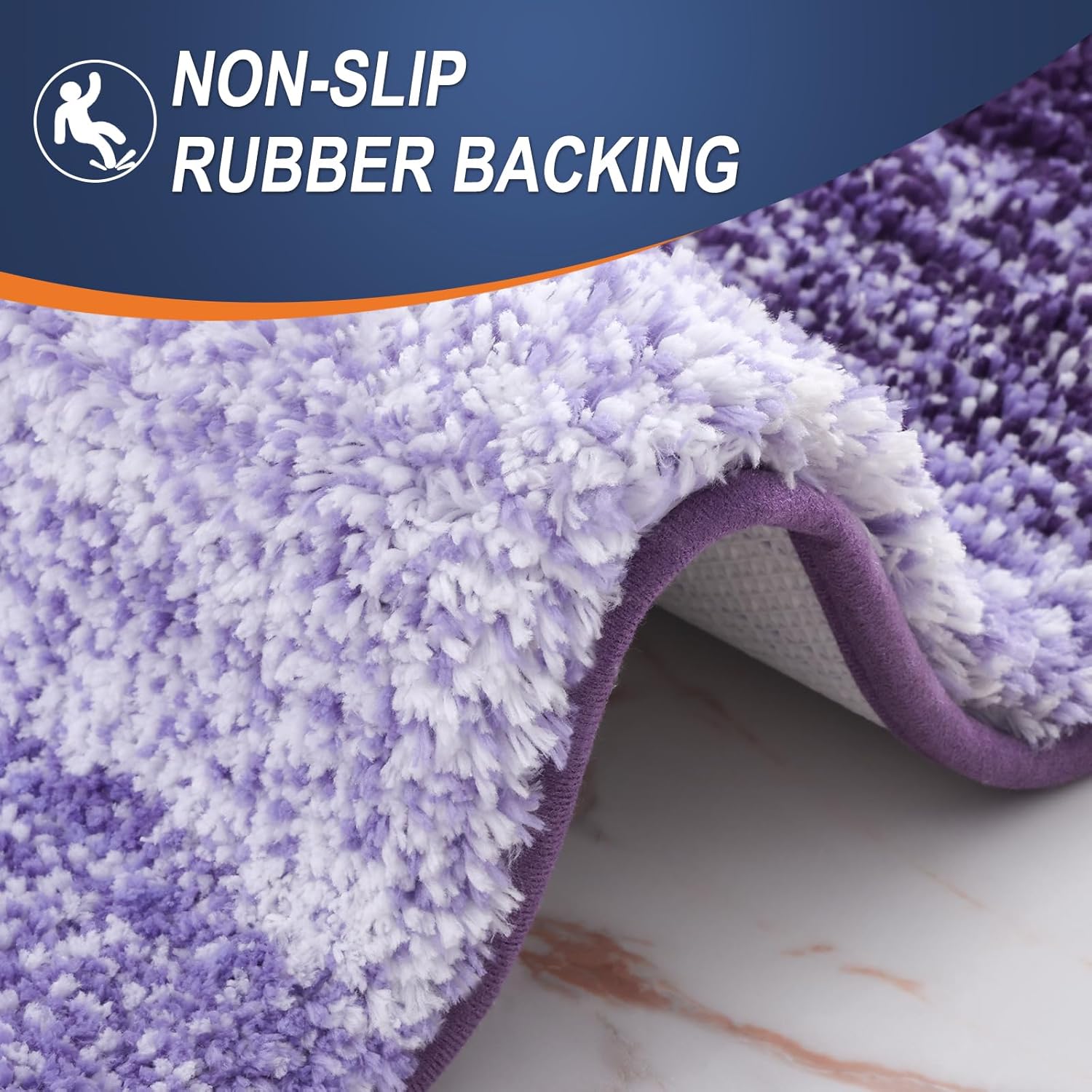 OLANLY Bathroom Runner Rug - Extra Soft Microfiber Mat 47x24 | Quick Dry, Washable, Rubber Backing, Violet