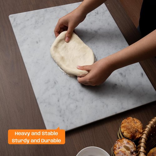 Adolif Carrara White Marble Cutting Board, 16x20 Inch Large Marble Pastry Board With Non-Slip Feets-Wedding Gift, Housewarming Gifts, Pack Of 1 Piece