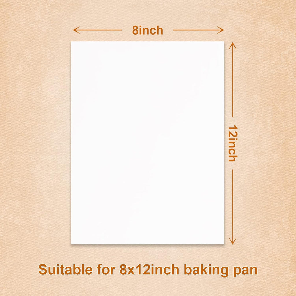 QYH Parchment Paper Baking Sheets - 300 Non-Stick, Pre-Cut 8x12 Inch White Sheets for Baking & Grilling