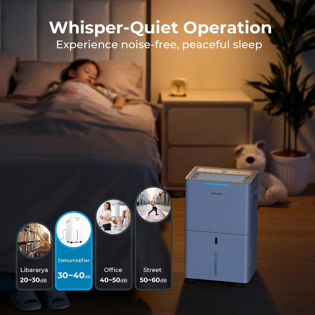 SEAVON 21 Pint Dehumidifier - Powerful Moisture Removal for Home | Smart Humidity Control & 24H Timer