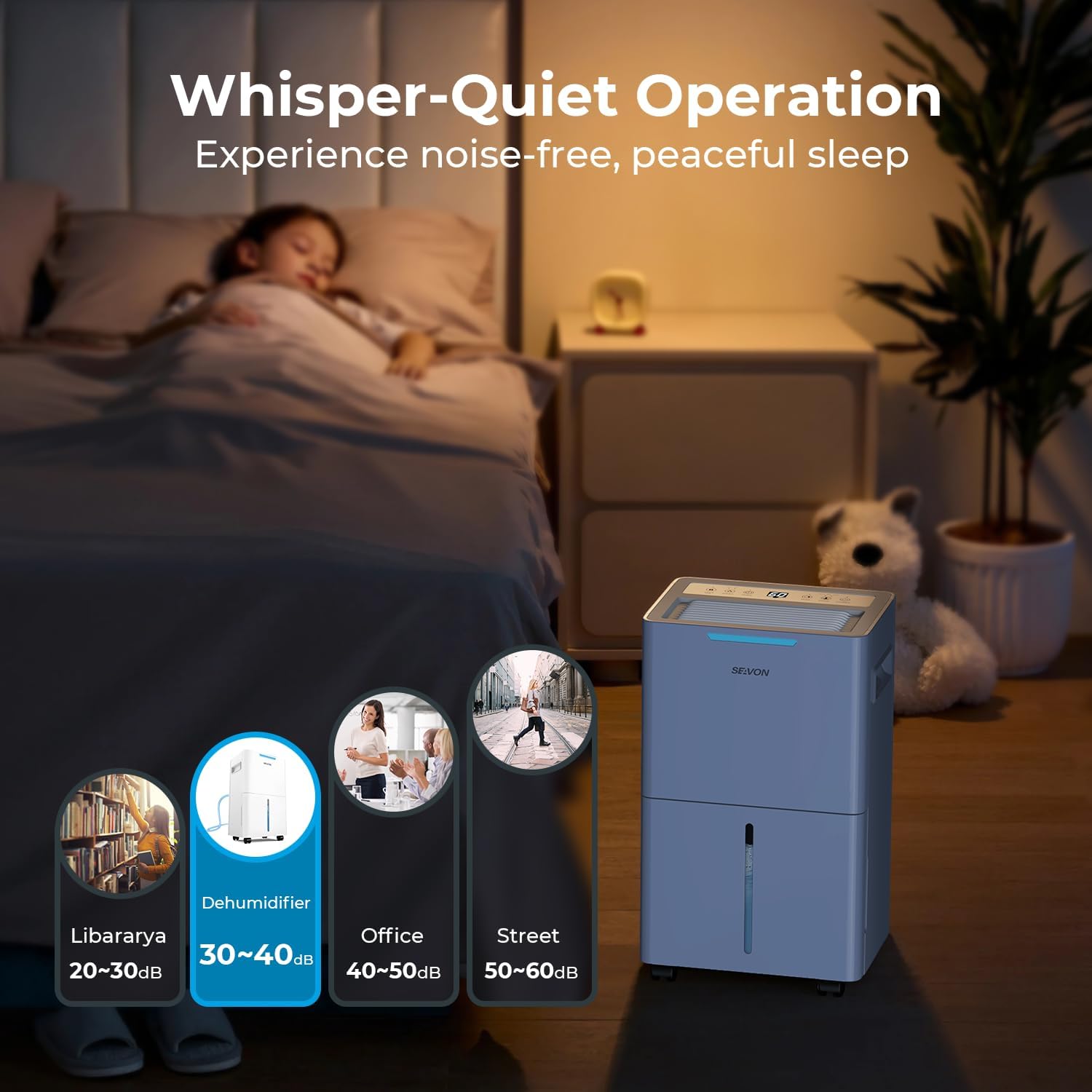 SEAVON 21 Pint Dehumidifier - Powerful Moisture Removal for Home | Smart Humidity Control & 24H Timer