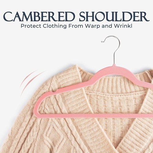 HOUSE DAY Velvet Hangers - Non-Slip Heavy Duty 20 Pack in Light Pink | Premium Slim Closet Organizer with 360° Rotating Hook