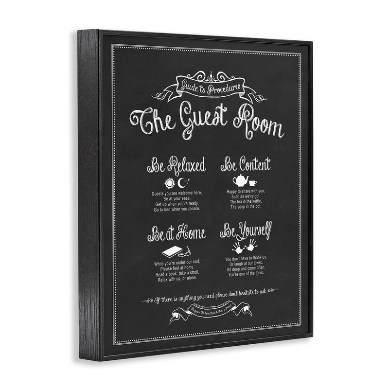 Stupell Industries The Guest Room Guide Black Framed Wall Art, 24x30, Design by Artist Lettered and Lined
