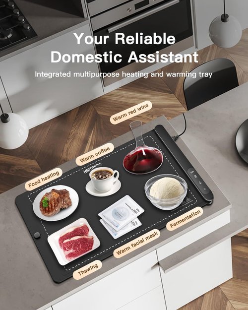 Food Warming Mat, Upgraded Graphene Full Surface Heating Foldable Heater Food Pad, Compact Silicone Materials, 6 Heat Settings, Multifunctional Food Warmers for Parties Buffet, Daily Life Use 2Pack