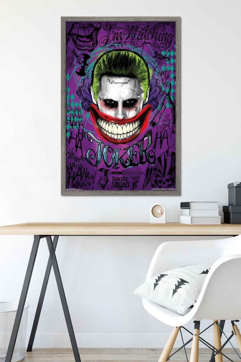 Trends International DC Comics Movie - Suicide Squad - Joker Wall Poster, 22.375" x 34", Barnwood Framed Version