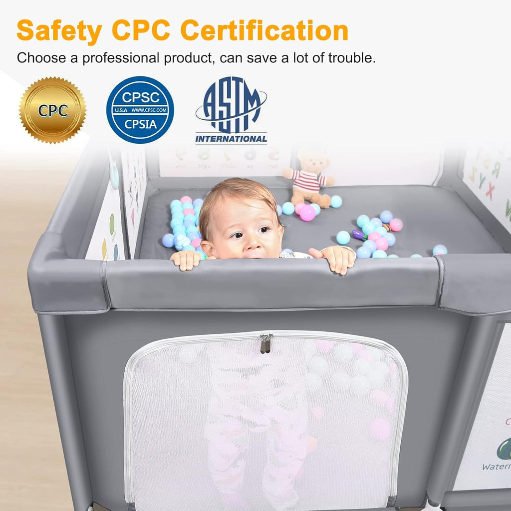Premium Baby Playpen - Extra Large 71x60 Inches Activity Center with Mat & Safety Gate