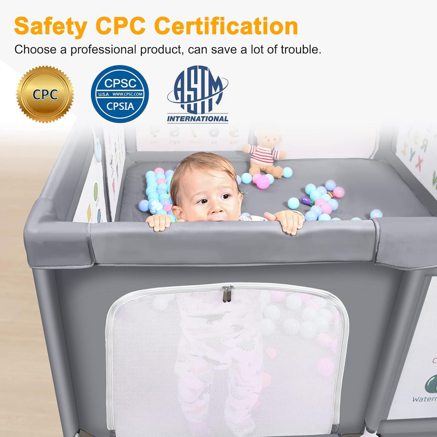 Premium Baby Playpen - Extra Large 71x60 Inches Activity Center with Mat & Safety Gate