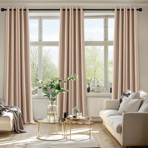 MIULEE Blackout Curtains - Thermal Insulated Room Darkening Drapes, 96 Inch Length, Beige & Black