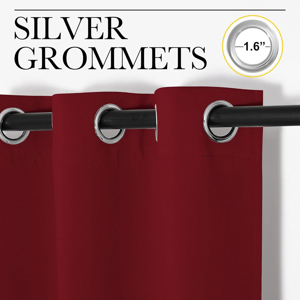NICETOWN Burgundy Red Blackout Curtains - Thermal Insulated Drapes for Short Windows | 48" Length, 2 Panels, 42" Wide