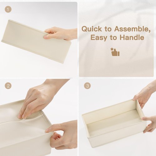 Criusia Drawer Organizer Clothes, 24 Pack Dresser Organizer for Baby Clothes, Underwear, Sock- Foldable Closet Organization and Storage Dividers Bins for Nursery, Bedroom and Dorm (Beige)