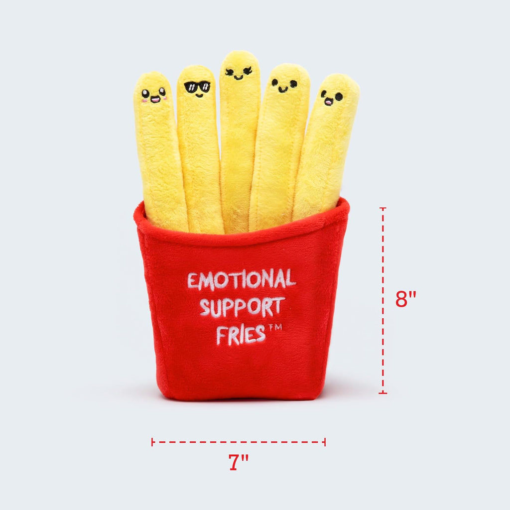 Relatable Emotional Support Fries | Cuddly Plush Toys - 5 Squishy Stuffed Animals with Basket