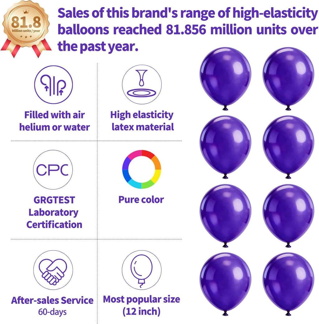 Purple Latex Balloons by [Brand Name] - 110pcs 12-Inch for Birthday Parties & Baby Showers