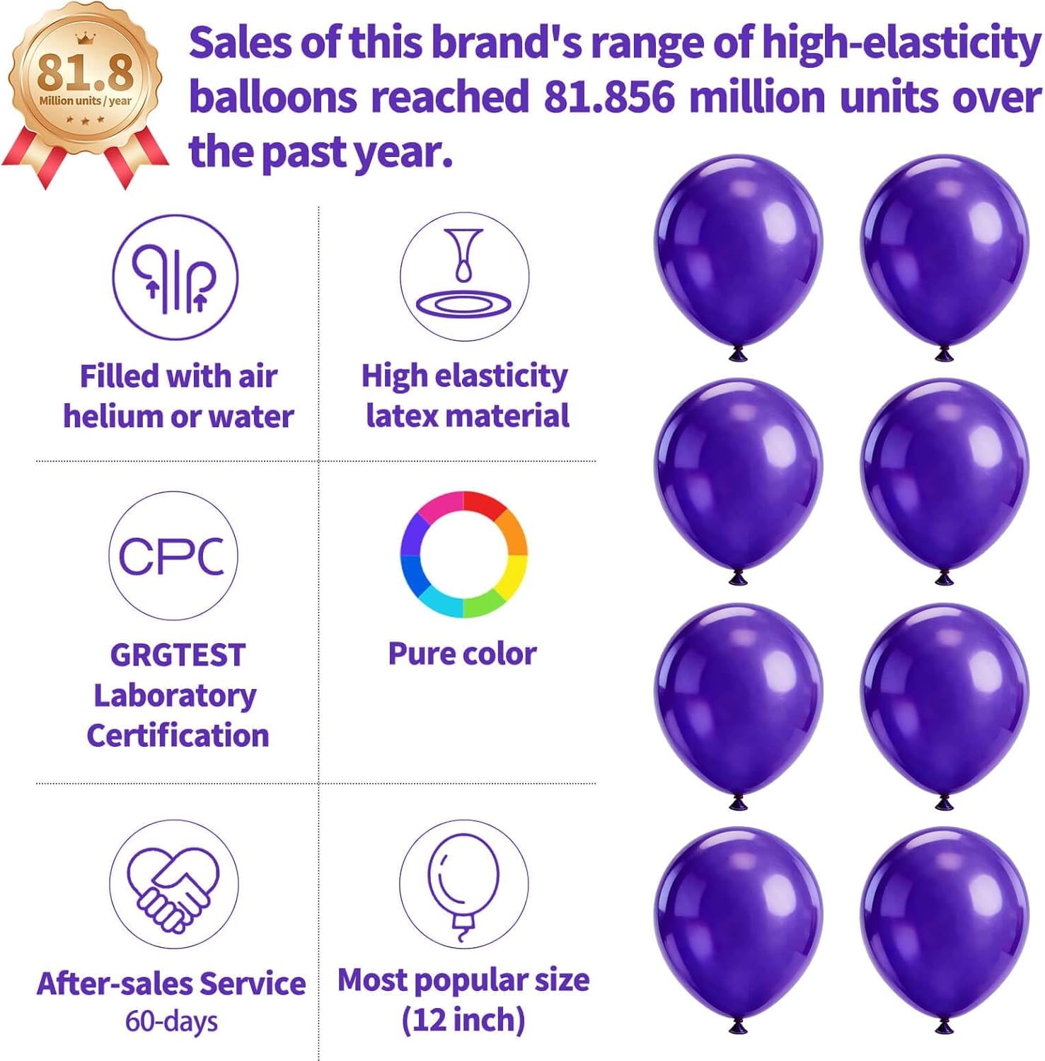 Purple Latex Balloons by [Brand Name] - 110pcs 12-Inch for Birthday Parties & Baby Showers