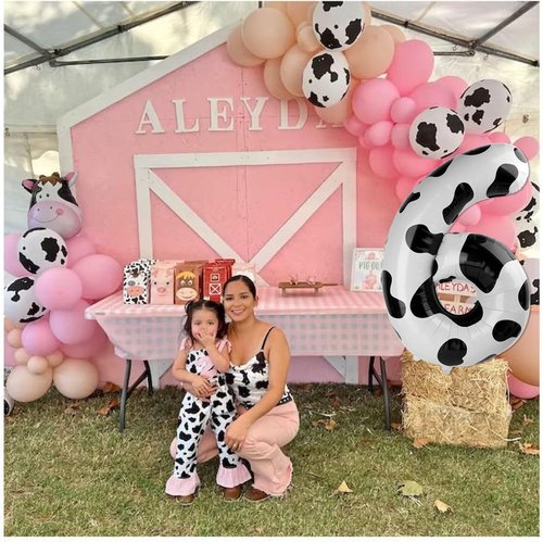 Cow Print Number 3 Balloon - 40 Inch Birthday Decoration for 3rd Year Old Party Supplies