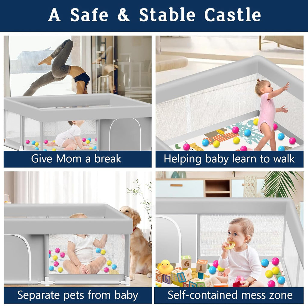 Skiennix Baby Playpen - Waterproof 50x50 Inch Mat for Safe Indoor Play | Toddler Activity Center