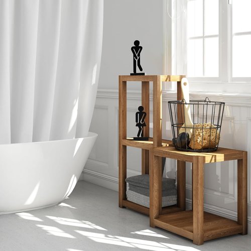 Litivy Rustic Wooden Bathroom Decor Signs - Set of 2 Farmhouse Style Restroom Decor