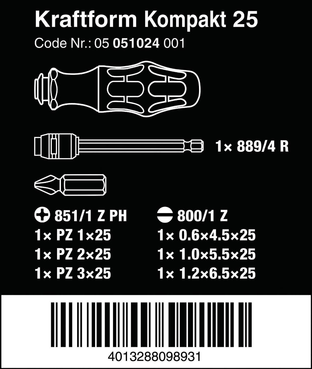 Wera KK25 Driver Bit Set - High-Precision Replacement Bits for Enhanced Performance