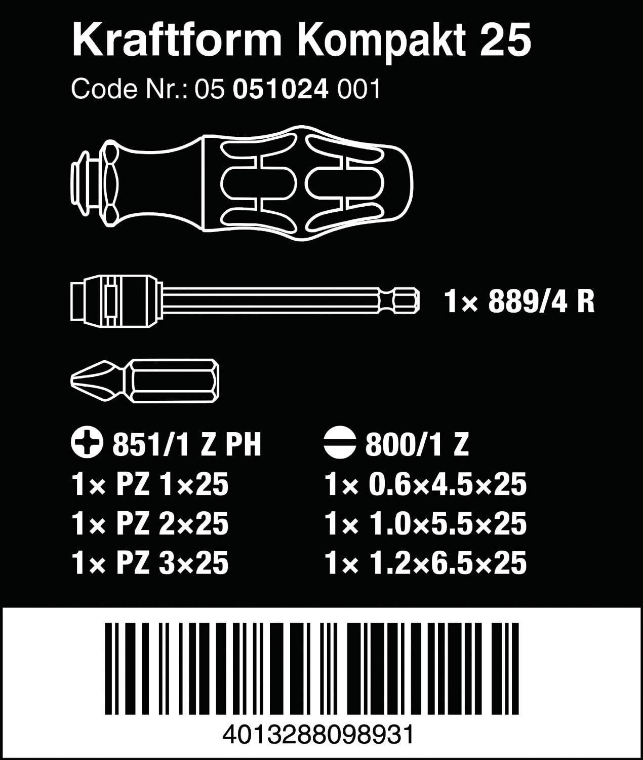 Wera KK25 Driver Bit Set - High-Precision Replacement Bits for Enhanced Performance