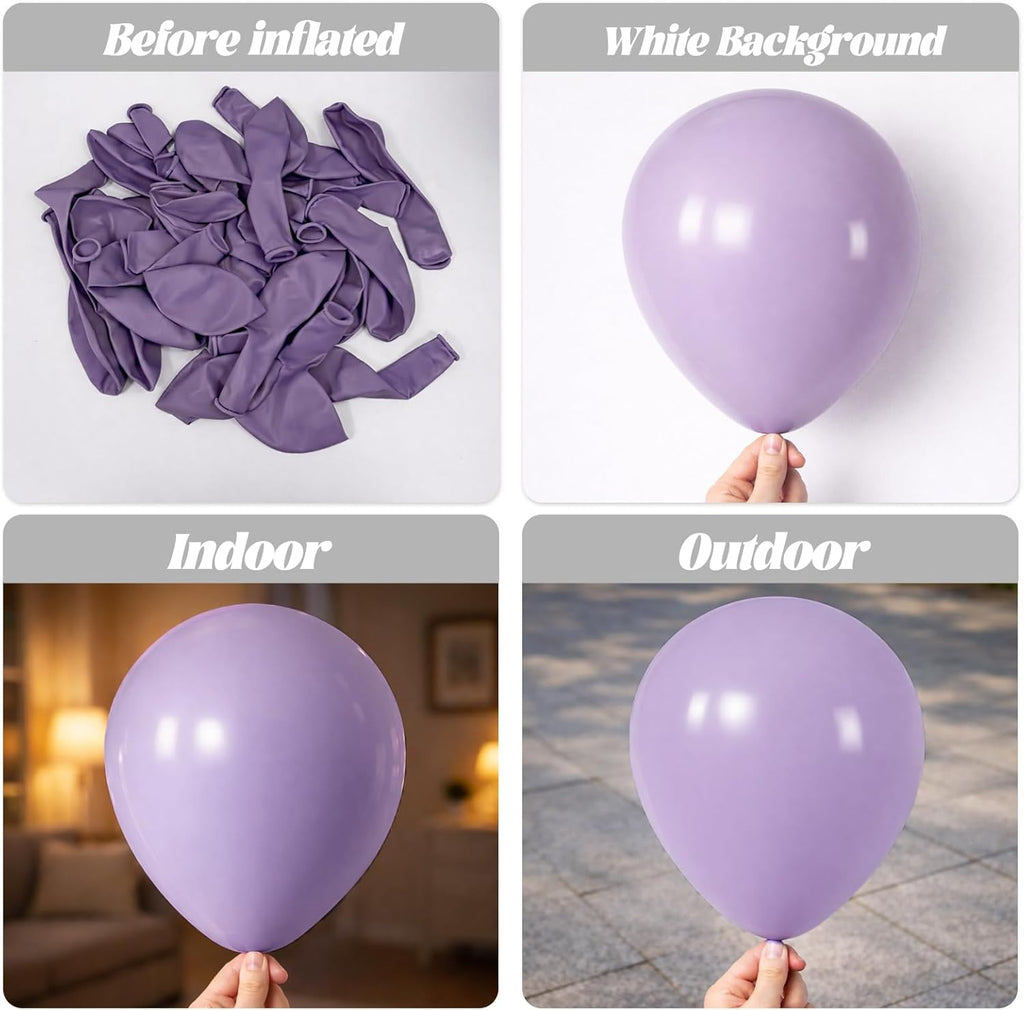 Voircoloria 105pcs Lilac Purple Balloons - 12 Inch Latex Party Balloons for Birthdays & Celebrations