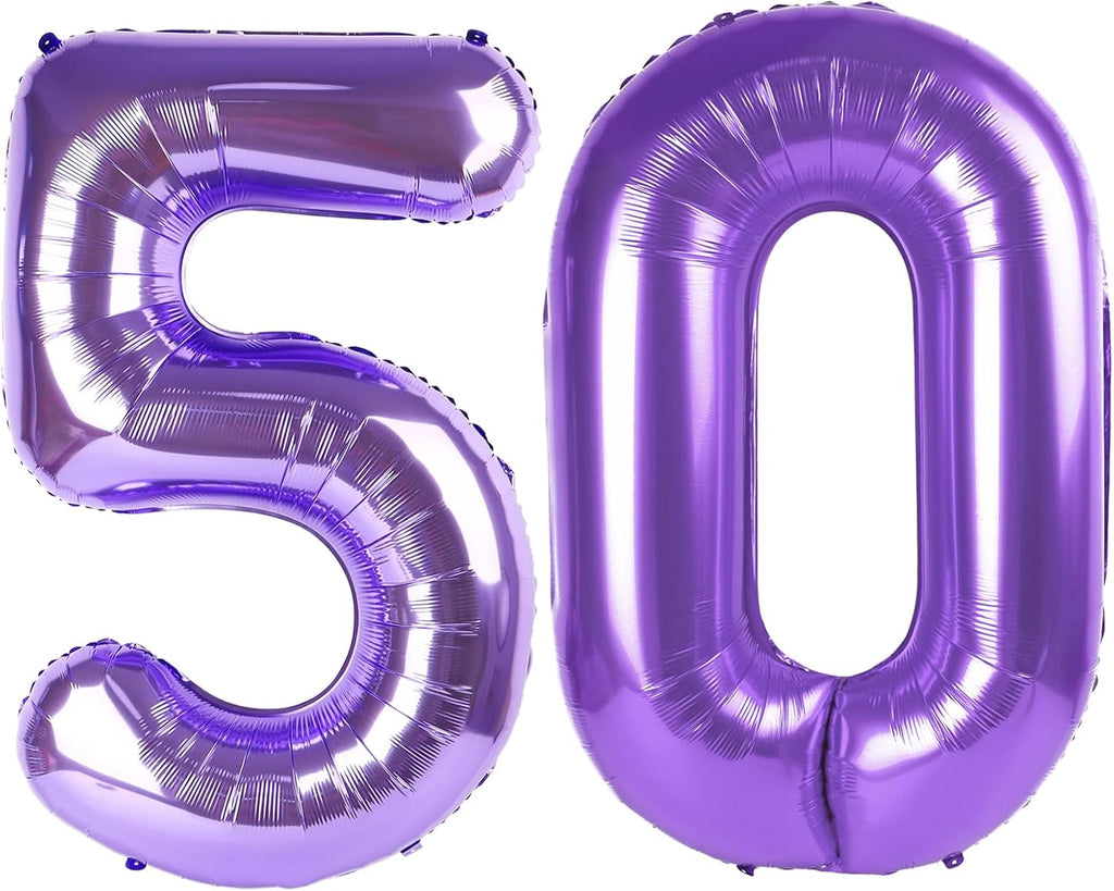 Purple Number 50 Balloon - 40 Inch 50th Birthday Decorations for Boys & Girls Party Supplies