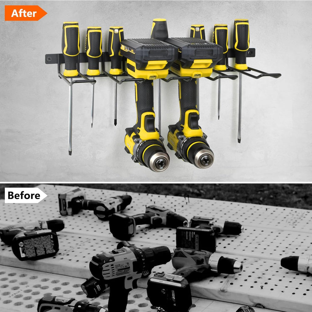 Reliahom Power Tool Organizer - Heavy Duty Cordless Drill Holder Wall Mount for Garage | Quick Installation