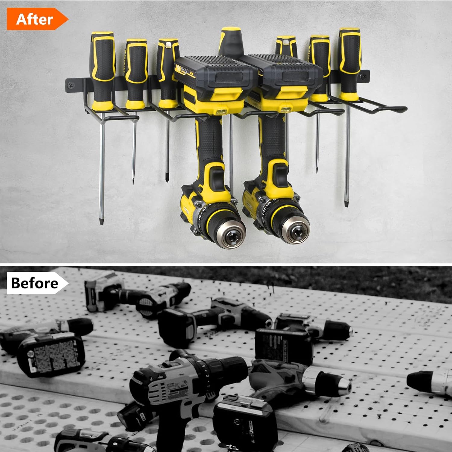 Reliahom Power Tool Organizer - Heavy Duty Cordless Drill Holder Wall Mount for Garage | Quick Installation
