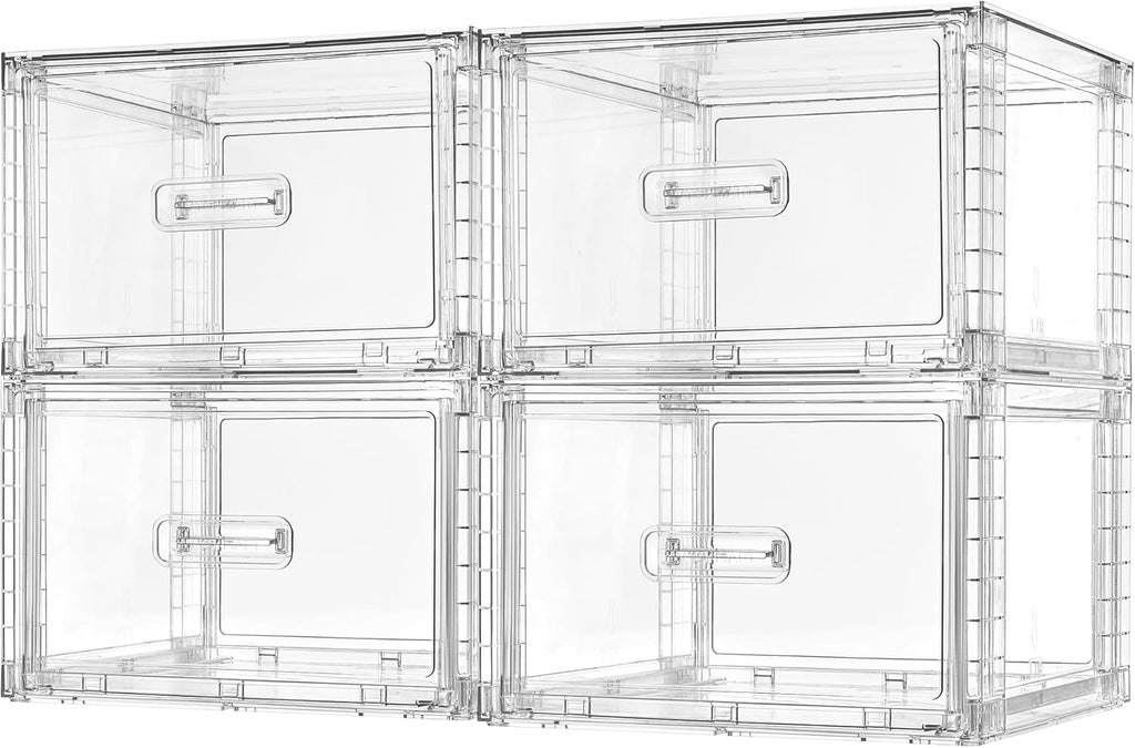 Vtopmart 18QT Clear Stackable Storage Drawers - Easy Assembly Closet Organizers | Medium Size for Bathroom & Kitchen