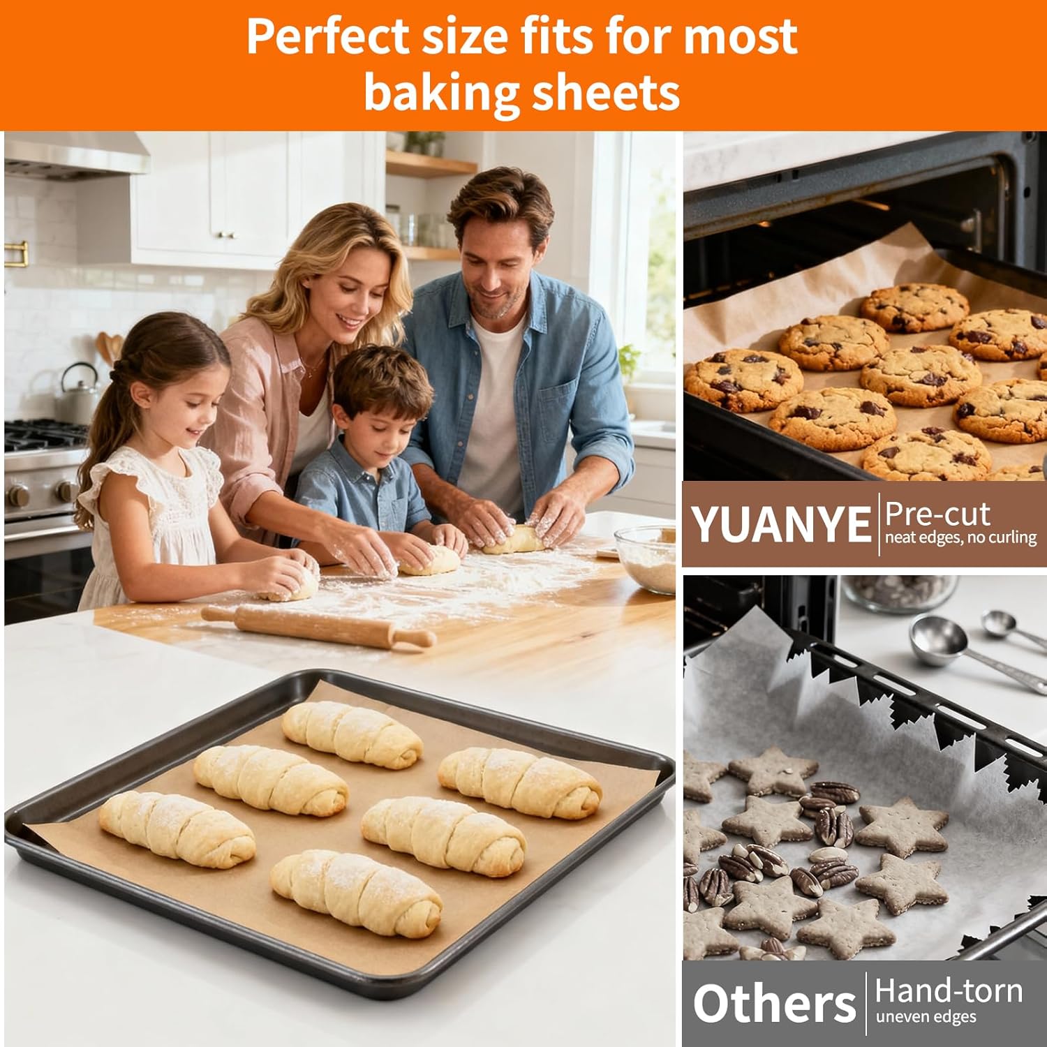 YUANYE Parchment Paper Baking Sheets - 400PCS Unbleached Precut Non-Stick 12"x16" for Oven & Air Fryer