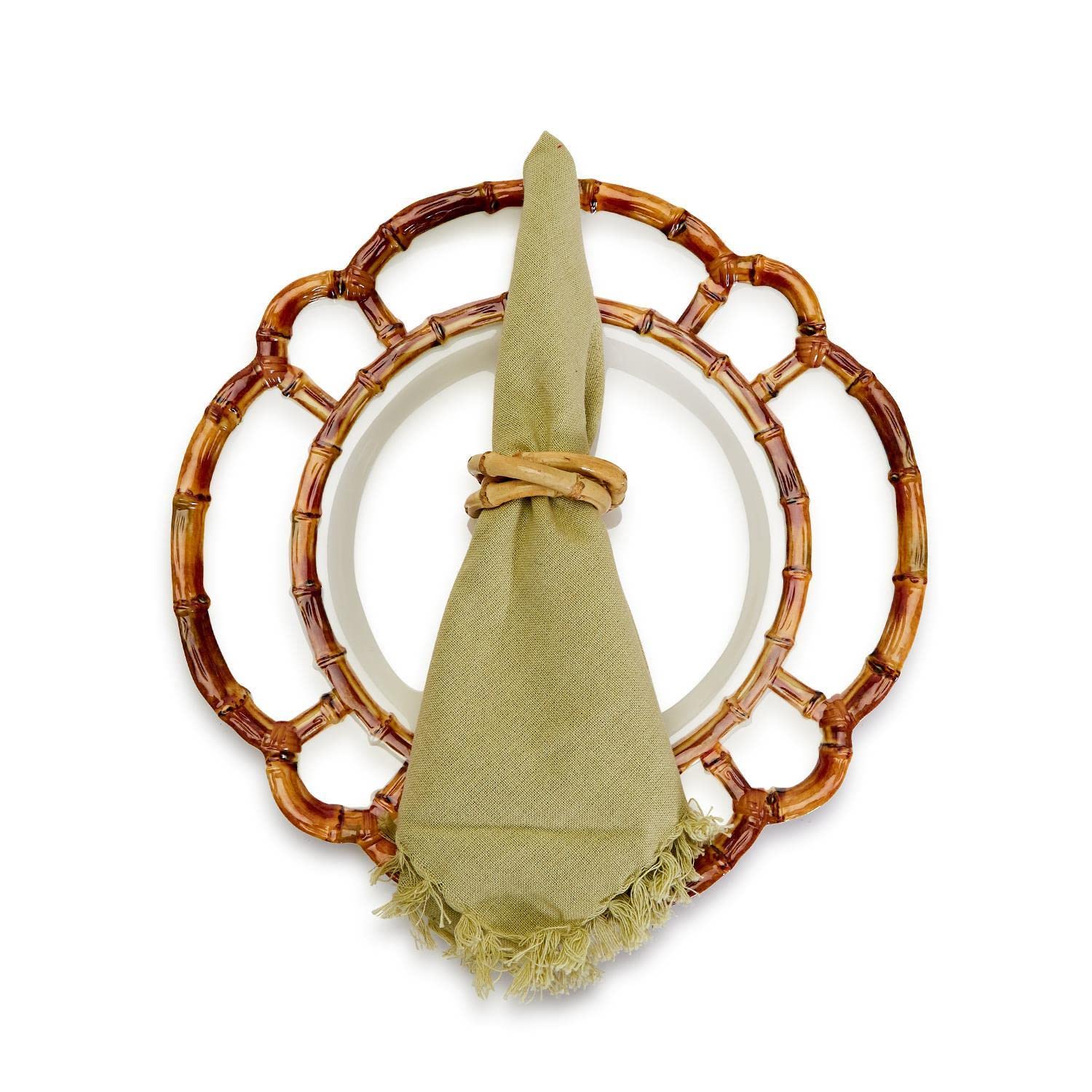 Two's Company Set of 4 Bamboo Napkin Rings…