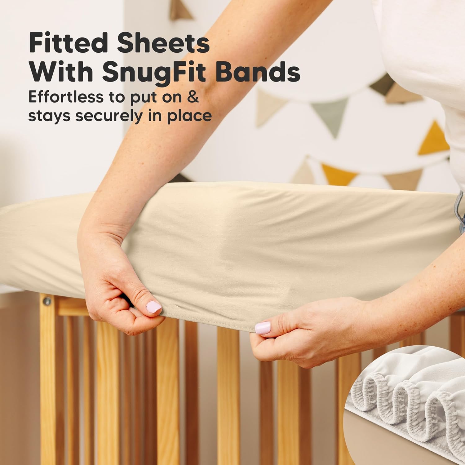 Skiennix 2-Pack Waterproof Crib Mattress Protector - Soft Quilted Cotton, Machine Washable, 52" x 28" (Khaki/Mavy)