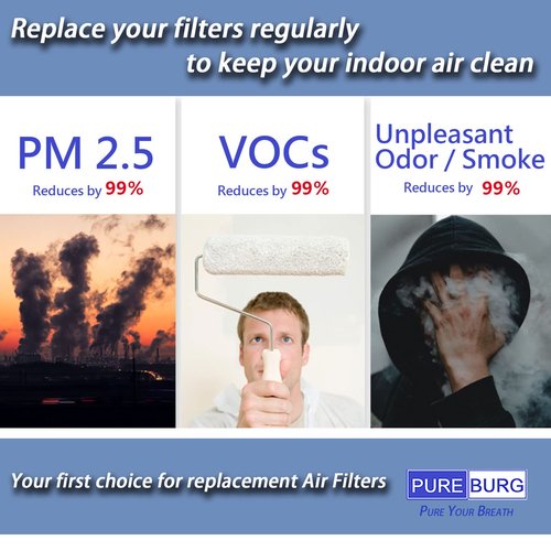 PUREBURG Replacement Filter Compatible with Alen A350 and A375 Air Purifiers, Part No. BF25A (Also Compatible BF15A),H13 HEPA Activated Carbon Air Clean Dust VOCs Odor,1+4 Pre-Filters